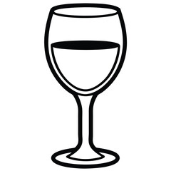 A bold outline of a wine glass conveys minimal style and simplicity clearly