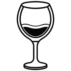 Black outline symbolizes a wine glass partially filled, evoking refined elegance and classic simplicity
