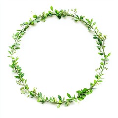 Green Leaf Wreath Spring Floral Circle Frame Nature Design eco life plant photo image white fresh
