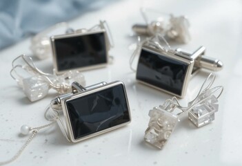 Glass crystal rectangular stacked pieces with illuminated, minimalist, and modern design.
