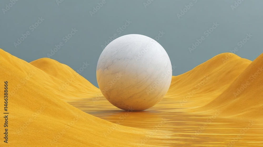 Aufkleber large, spherical object in the center of a desert-like landscape. the object appears to be made of a