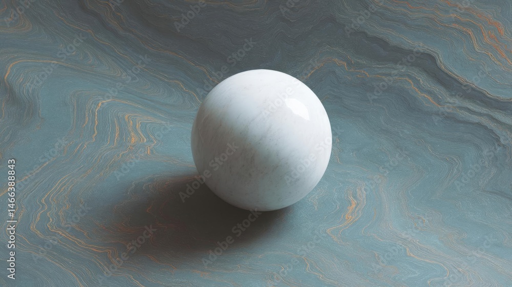 Poster 3d rendering of a white sphere on a textured surface. the sphere is spherical and appears to be made