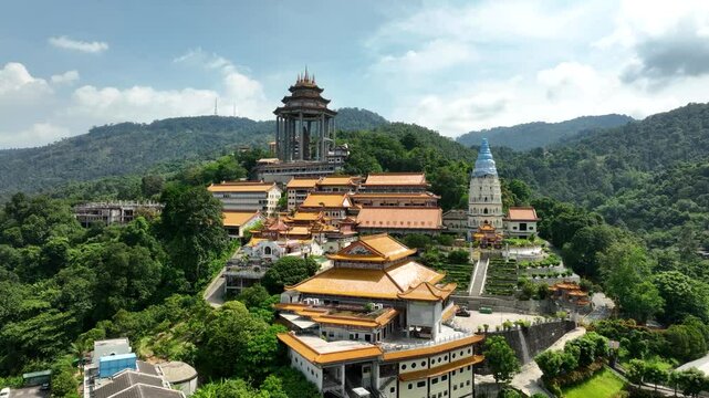 Kek Lok Si Temple complex George Town Malaysia aerial drone Southeast Asia Penang island