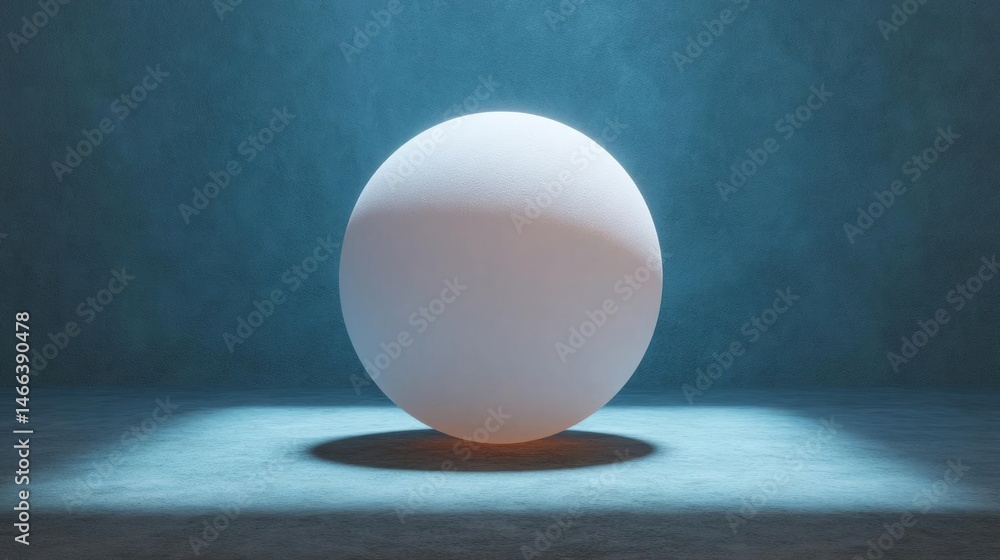 Poster large, spherical object that is lit up with a blue light. the object appears to be made of a smooth,