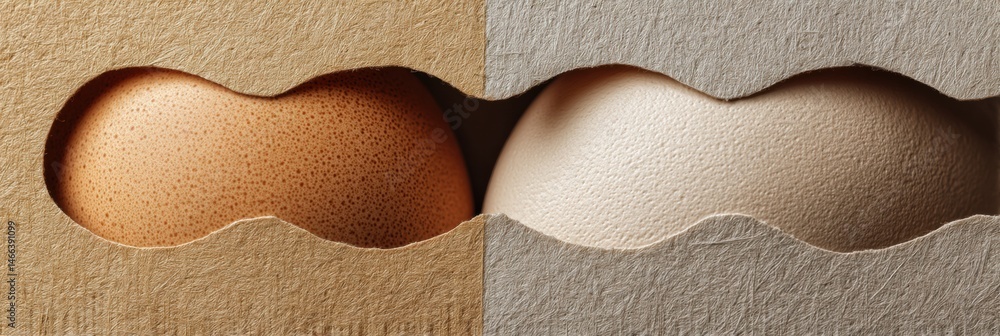 Poster Soft Textured Recycled Paper Features Pressed Egg Outlines in Warm and Cool Tones Creating an Artistic Design Generative AI