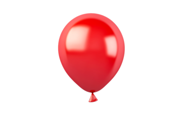 Shiny Red Balloon Floating in Air, Celebration Icon, cut out transparent