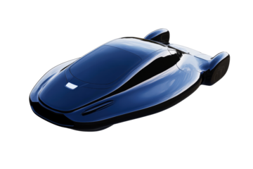 Sleek futuristic vehicle, blue paint, transport innovation, cut out transparent
