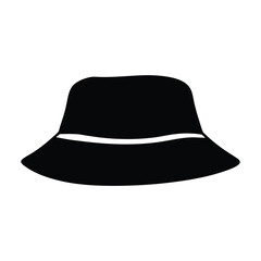 bucket hats vector silhouette icon, black and white illustration of footwear.