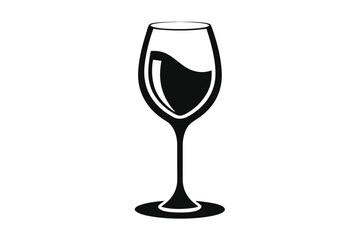 Elegant wineglass silhouette contains flavorful red wine in minimalist monochrome style on white