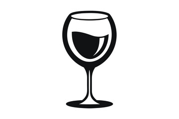 Black silhouette of a wine glass with liquid inside is visible in minimalist style