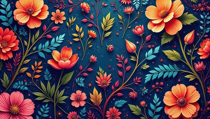 Intricate floral design with flowing lines, endlessly repeating , petal, repeat