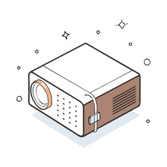 Fototapeta premium Compact Projector - Modern Projector Icon for Technology Blogs, AV Equipment Websites, Office Supply Catalogs, Conference Room Design and Educational Materials
