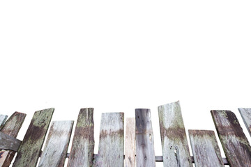 Obraz premium Wooden fence isolated on white background with empty space for text.