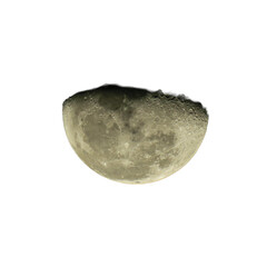 Half moon isolated on white background. Close-up. Macro.