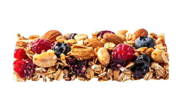 Wholesome grano bowl with assorted nuts and fresh berries, a closeup delight closeup
