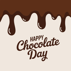 A minimalist graphic design featuring dripping chocolate in dark brown color against a white background