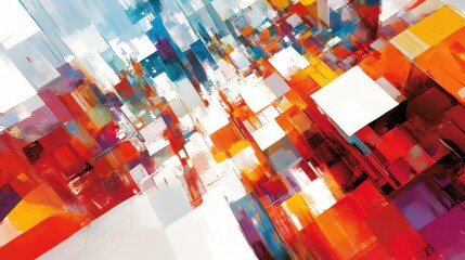 Dynamic angularity vibrant multicolor art modern abstract canvas with strong diagonal presence radiating energetic spirit perfect background