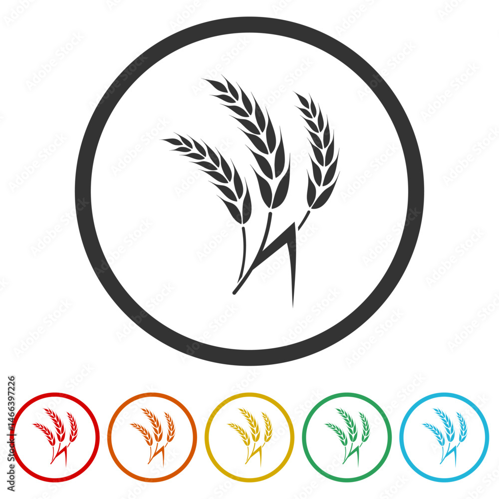 Poster wheat and rye ears icon. set icons in color circle buttons