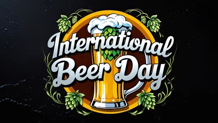 glass of beer with hops, celebrating International Beer Day, which takes place on the first Friday of every August, honoring beer culture and the global love for this timeless drink.