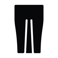 capris vector silhouette icon, black and white illustration of clothing.