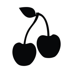 capulin cherry vector silhouette icon, black and white illustration of fruits.
