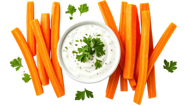 Creamy ranch dip with fresh carrot sticks, a healthy and delicious snack for any occasion