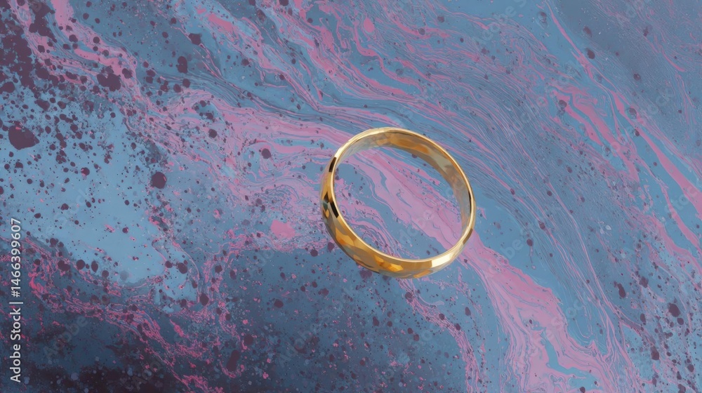 Aufkleber abstract digital art piece with a gold ring in the center. the ring is in the shape of a circle and 