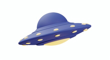 3d cartoon blue ufo on white background