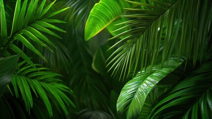 tropical jungle background with green leaves