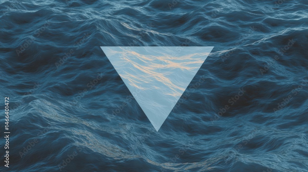 Aufkleber digital illustration of a triangle in the middle of a body of water. the triangle is white and is po