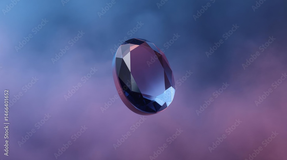 Poster close-up of a gemstone, which appears to be a round, faceted gemstone. the gemstone is in the center