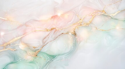 Elegant white marble with pastel colors and gold veins
