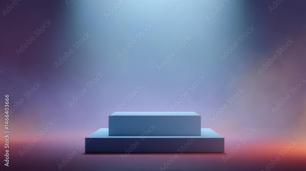 Poster 3d rendering of a podium or podium in the center of the image. the podium is rectangular in shape an