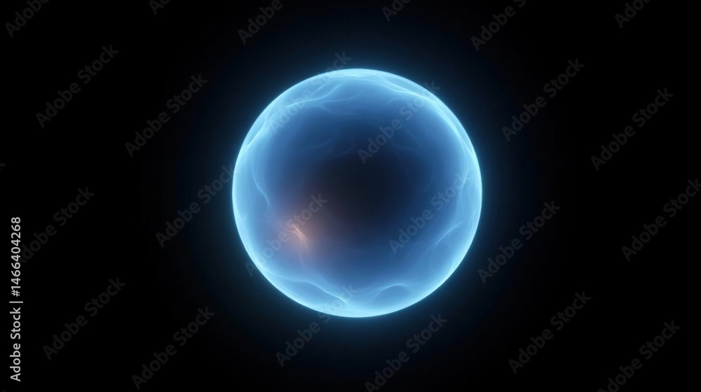 Poster 3d rendering of a blue sphere on a black background. the sphere appears to be spherical in shape and
