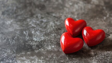 Valentines Day Love Banner: Abstract Red Heart Panorama Background