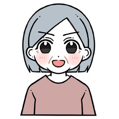 凛々しく笑う老人女性のイラスト