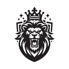 Obraz premium Lion Mascot Logo – Powerful Roaring Beast Head for Sports, Gaming, and Brand Identity Design