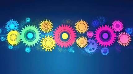 Vibrant gears connecting innovation and progress in a visually compelling backdrop of collaborative mechanics for strategic ingenuity