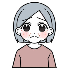 悲しむ老人女性のイラスト