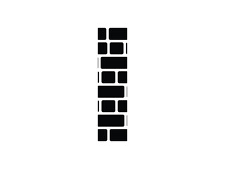 letter I brick wall symbol icon design vector isolated transparent background