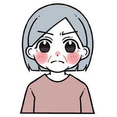 怒った顔の老人女性のイラスト