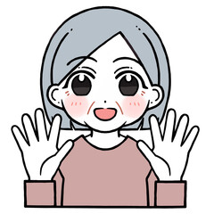 Obraz premium 10を出す老人女性のイラスト