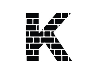letter K brick wall symbol icon design vector isolated transparent background