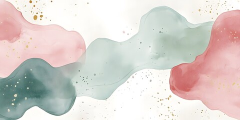Abstract watercolor design with soft pastel colors and golden accents