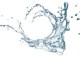 抽象的な青い波と水しぶきが渦巻く3dイラスト