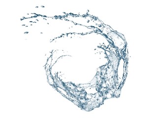 抽象的な青い波と水しぶきが渦巻く3dイラスト