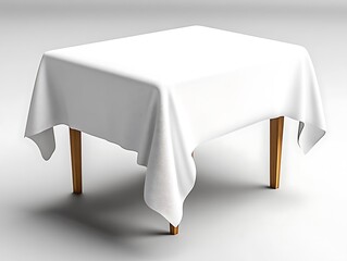 White Tablecloth on Square Wooden Table