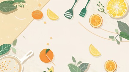 Food Festival Kitchen Background: Steaming with the Flavors of Life, Sketching a Spicy Culinary World Where Cooking Utensils and Delicacies Dance