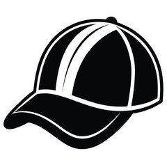 A black baseball cap shows distinct white stripes across its curved surface