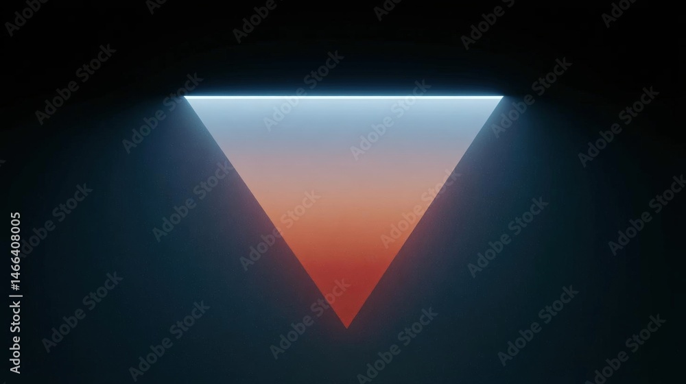 Poster digital art piece that appears to be a triangle-shaped light fixture. the triangle is in the center 